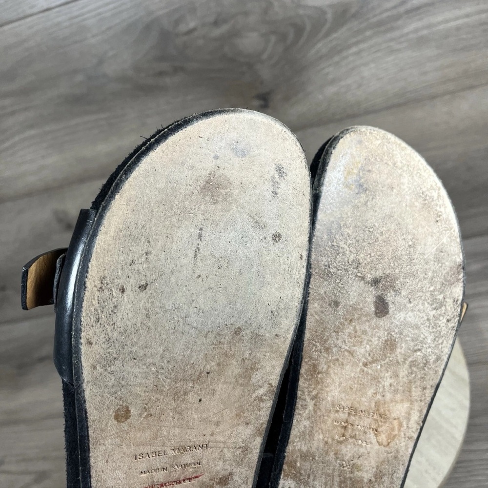 Isabel Marant Sandals Straps Black Maroon Leather Suede Womens Size EU 38 US 8 - Picture 11 of 12
